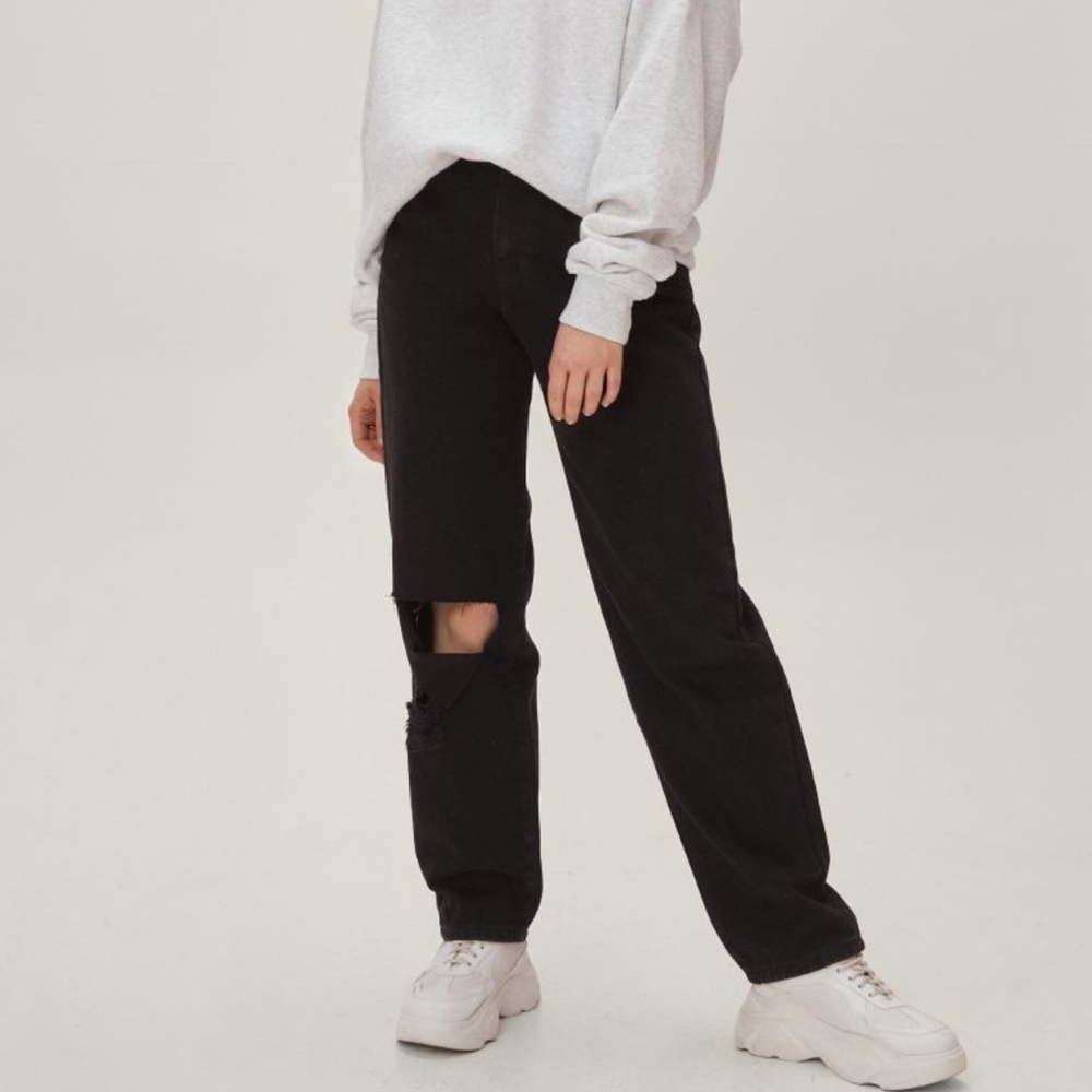 Nastygal Organic Distressed Straight Leg Jeans